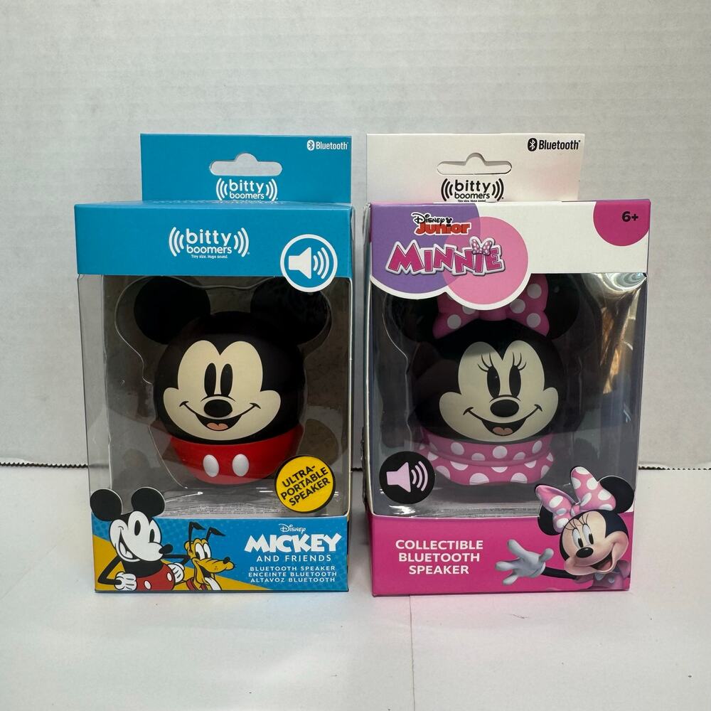Disney Mickey Mouse and Minnie Mouse Bitty Boomers Bluetooth Speakers Lot of 2